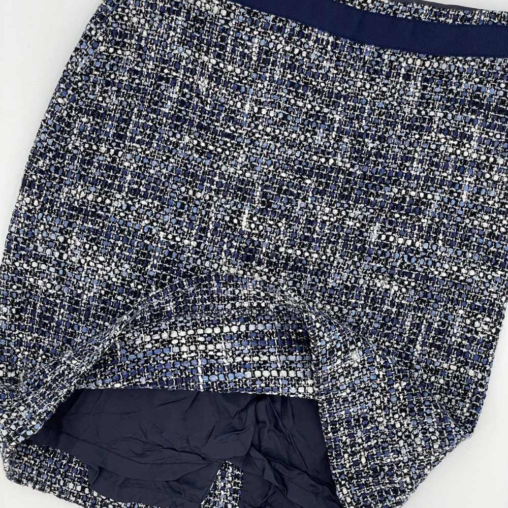 Brooks Brothers Petite Navy Blue Tweed Wool Blend Pencil Skirt 0P Italian Fabric - Picture 9 of 10